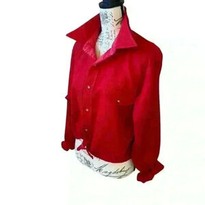 PENDLETON Rare Tie Front Top with Elbow Patches - Red ❤️